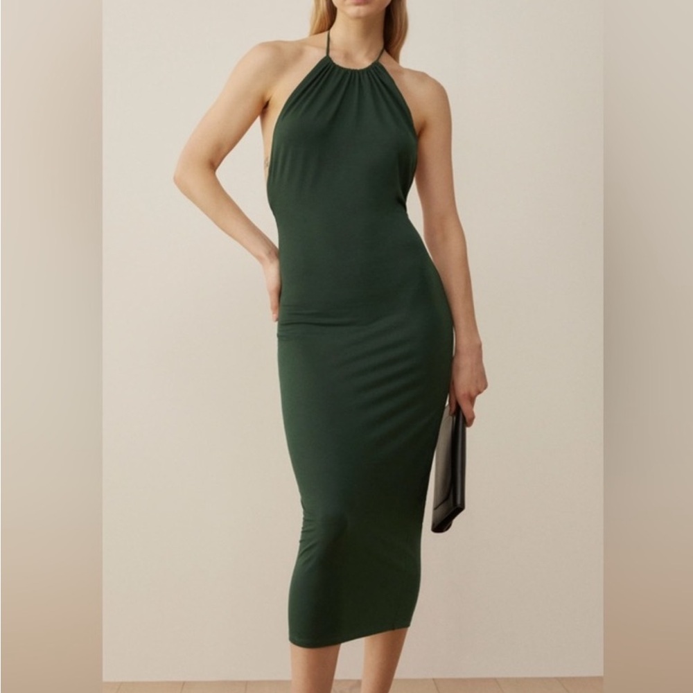 Reformation Spiro Green Midi Dress